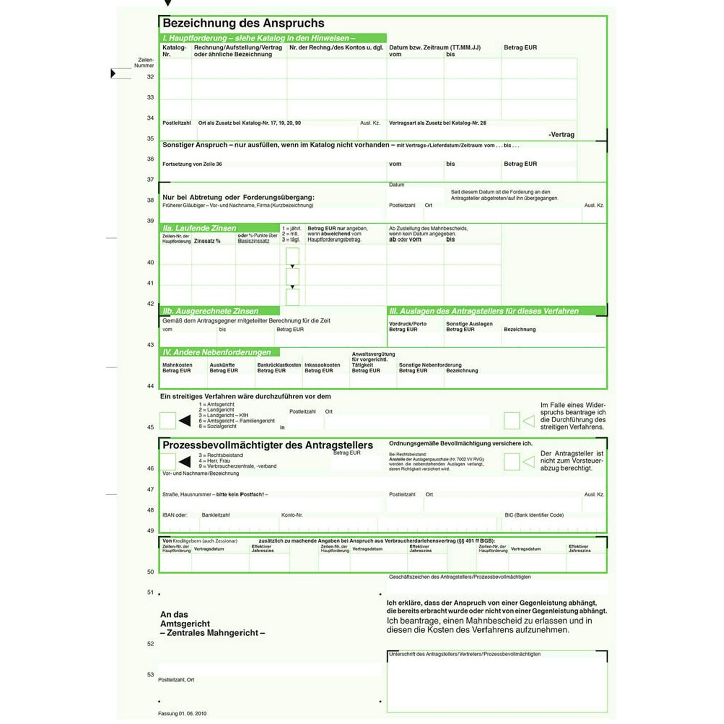 RNK-Verlag Mahnbescheide für maschinelle Bearbeitung Formulare | 705/10 | 1 Pack = 10 St.