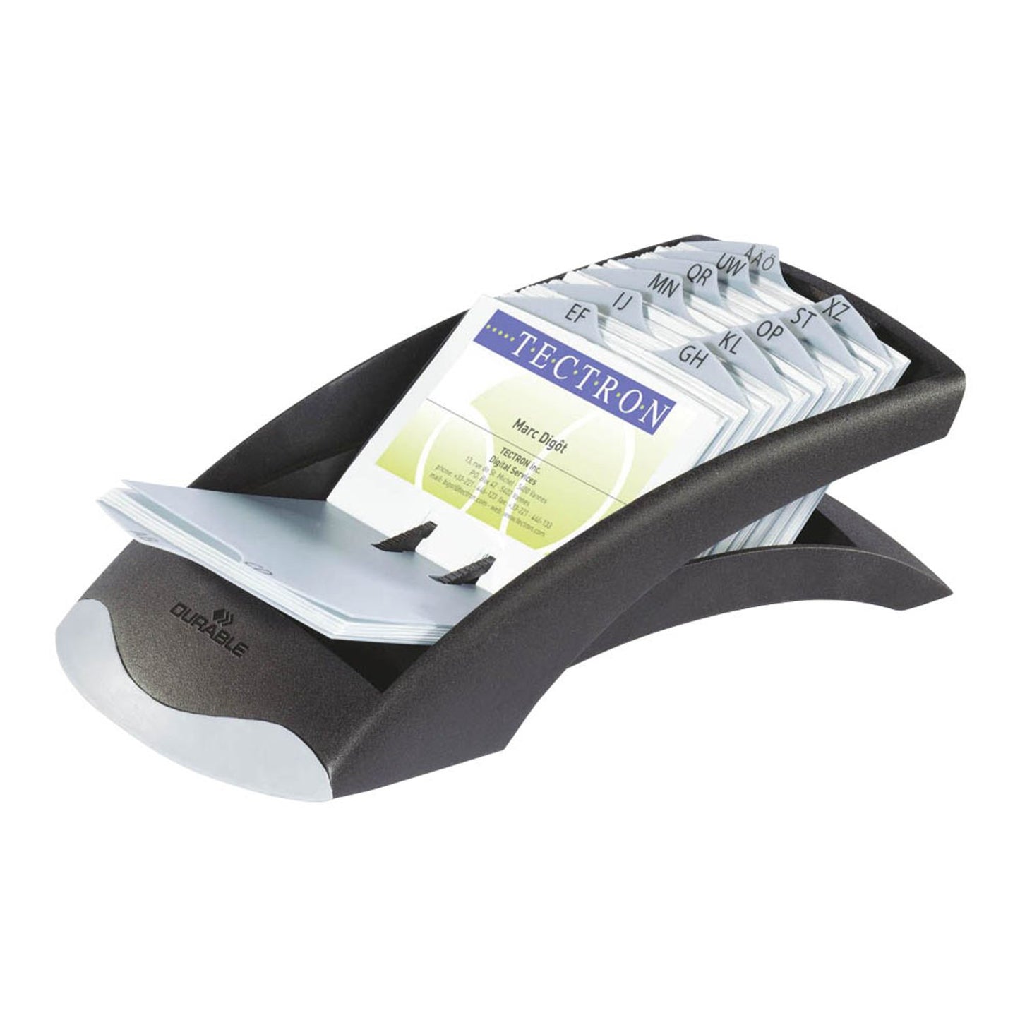 DURABLE Visitenkartenbox VISIFIX® DESK VEGAS schwarz, für bis zu 100 Visitenkarten | 2413 01