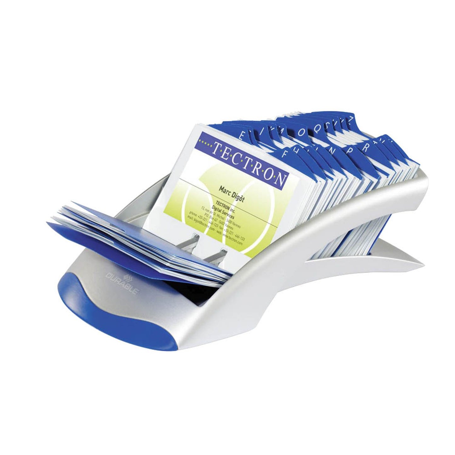 DURABLE Visitenkartenbox VISIFIX® DESK VEGAS silbergrau, für bis zu 100 Visitenkarten | 2413 23