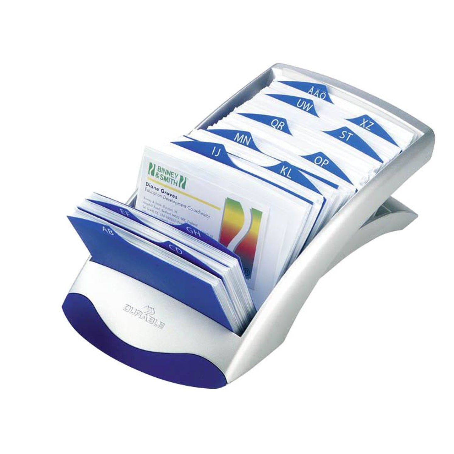 DURABLE Visitenkartenbox VISIFIX® DESK VEGAS silbergrau, für bis zu 100 Visitenkarten | 2413 23