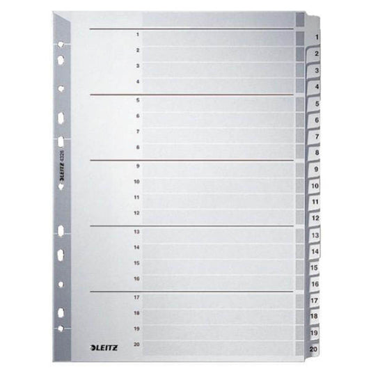 LEITZ Ordnerregister Vollformat 1-20 grau 20-teilig | 43260000