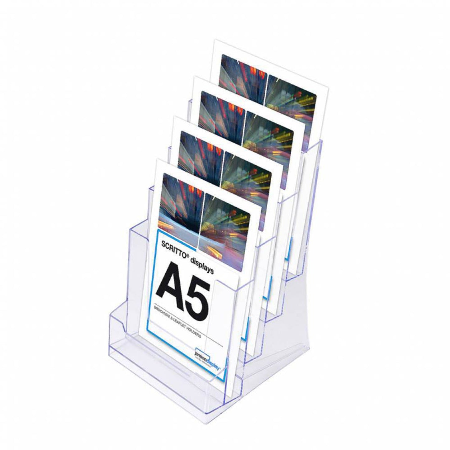 Showdown® Displays Tischprospekthalter SL transparent DIN A5 4 Fächer | 77901 / 4DA5P | 1 Pack = 2 St.