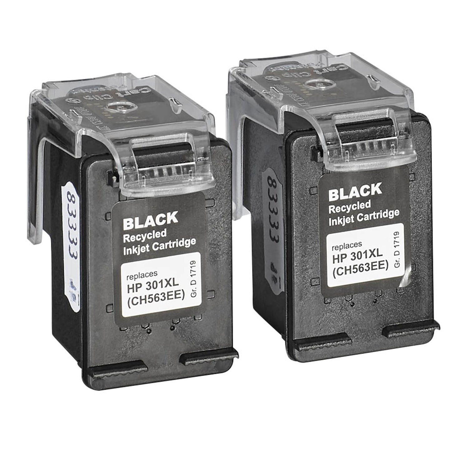 dots schwarz Druckerpatronen kompatibel zu HP 301XL (D8J45AE), 2er-Set | 1719,4021-DOTS | 1 Pack = 2 St.