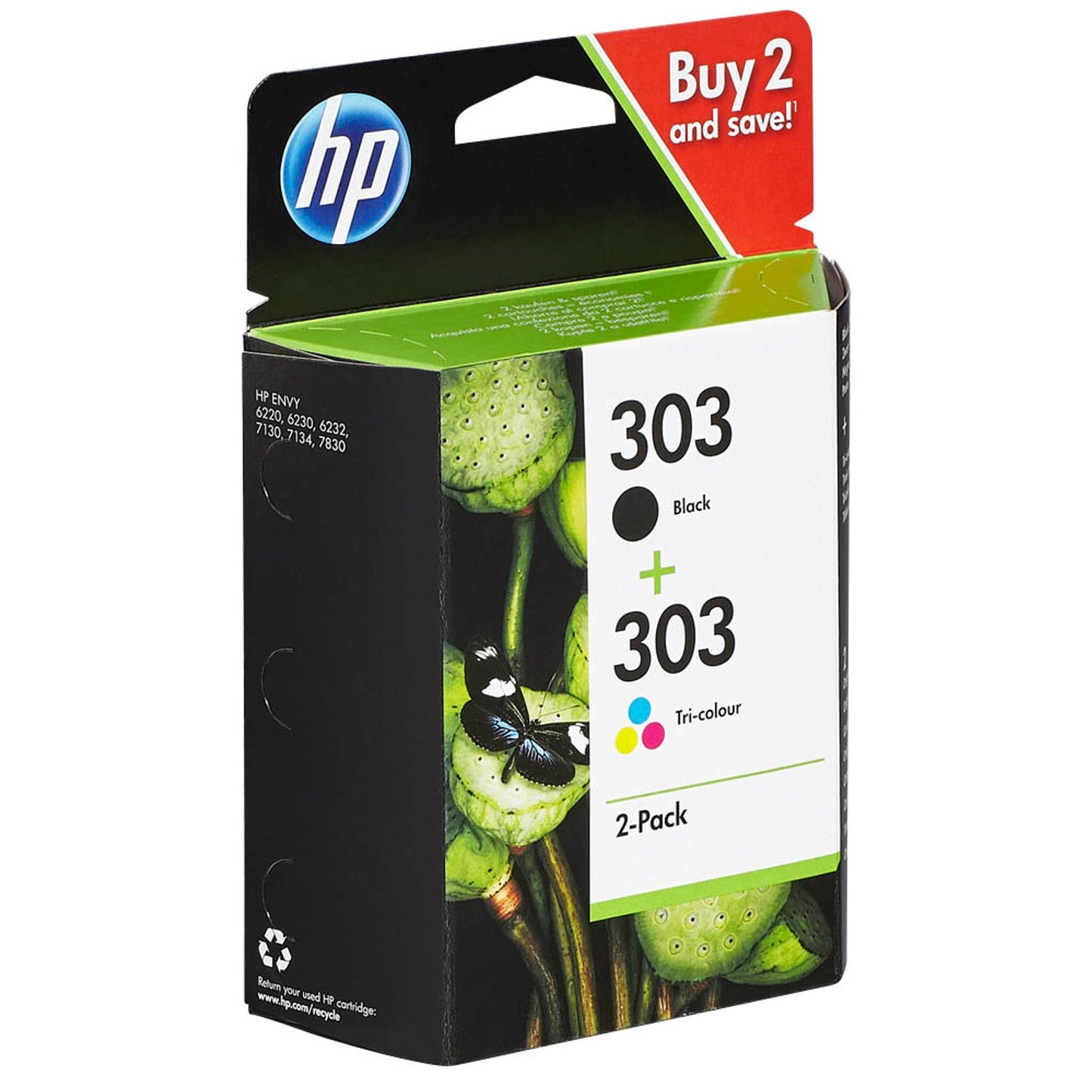 HP 303 () schwarz, color Druckerpatronen, 2er-Set | 3YM92AE | 1 Pack = 2 St.