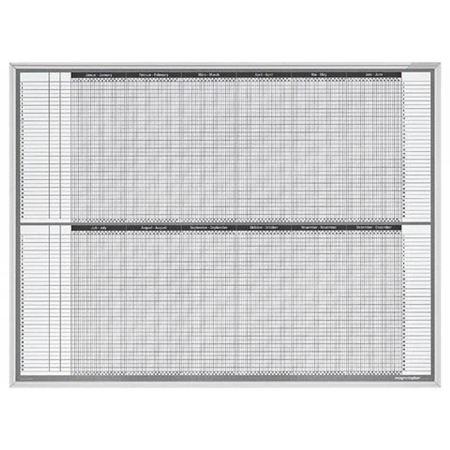 magnetoplan Jahresplaner, Monats- und Tageseinteilung 121,5 x 91,5 cm | 1241212S