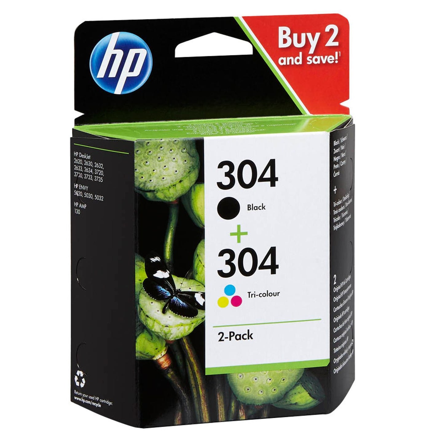HP 304 () schwarz, color Druckerpatronen, 2er-Set | 3JB05AE | 1 Pack = 2 St.