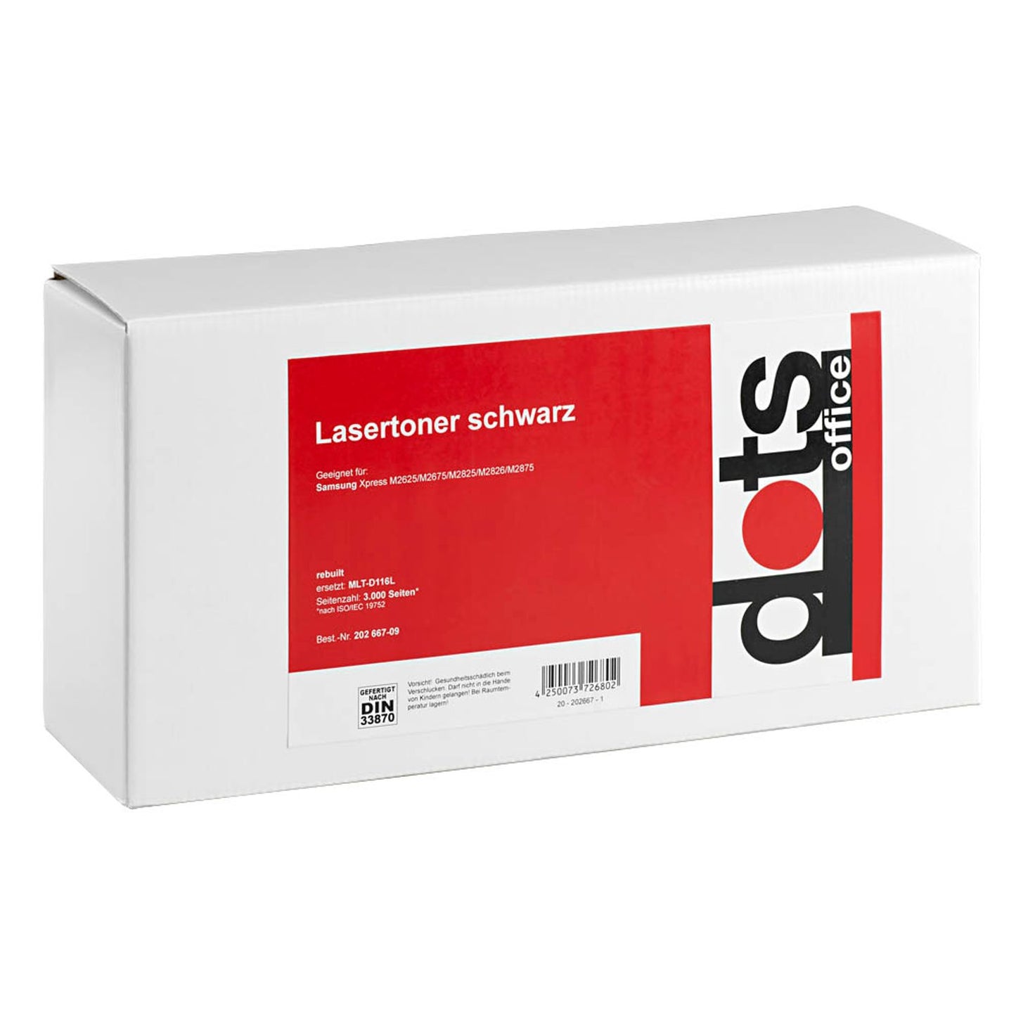 dots schwarz Toner kompatibel zu SAMSUNG MLT-D116L (SU828A) | 3515,3000-DOTS