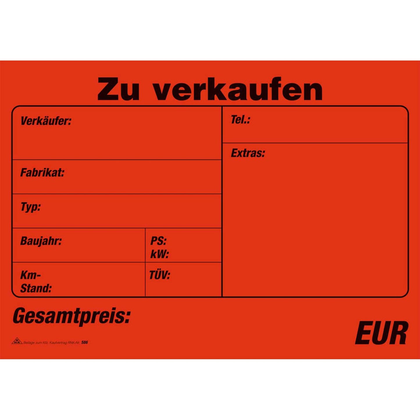 RNK-Verlag Kfz-Kaufverträge | 586 | 1 Pack = 25 St.