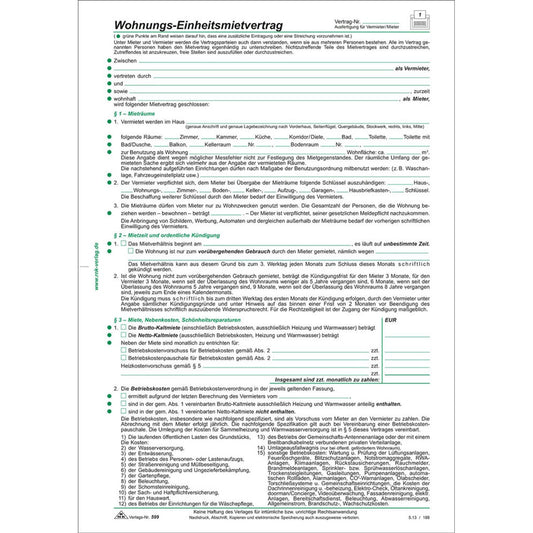 RNK-Verlag Mietverträge für Wohnungen | 599 | 1 Pack = 50 St.