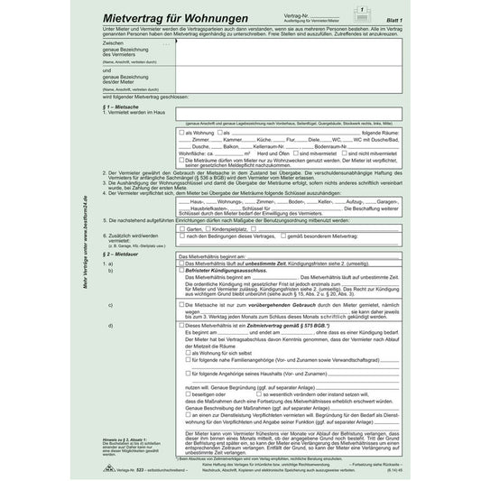RNK-Verlag Mietverträge für Wohnungen | 523 | 1 Pack = 25 St.