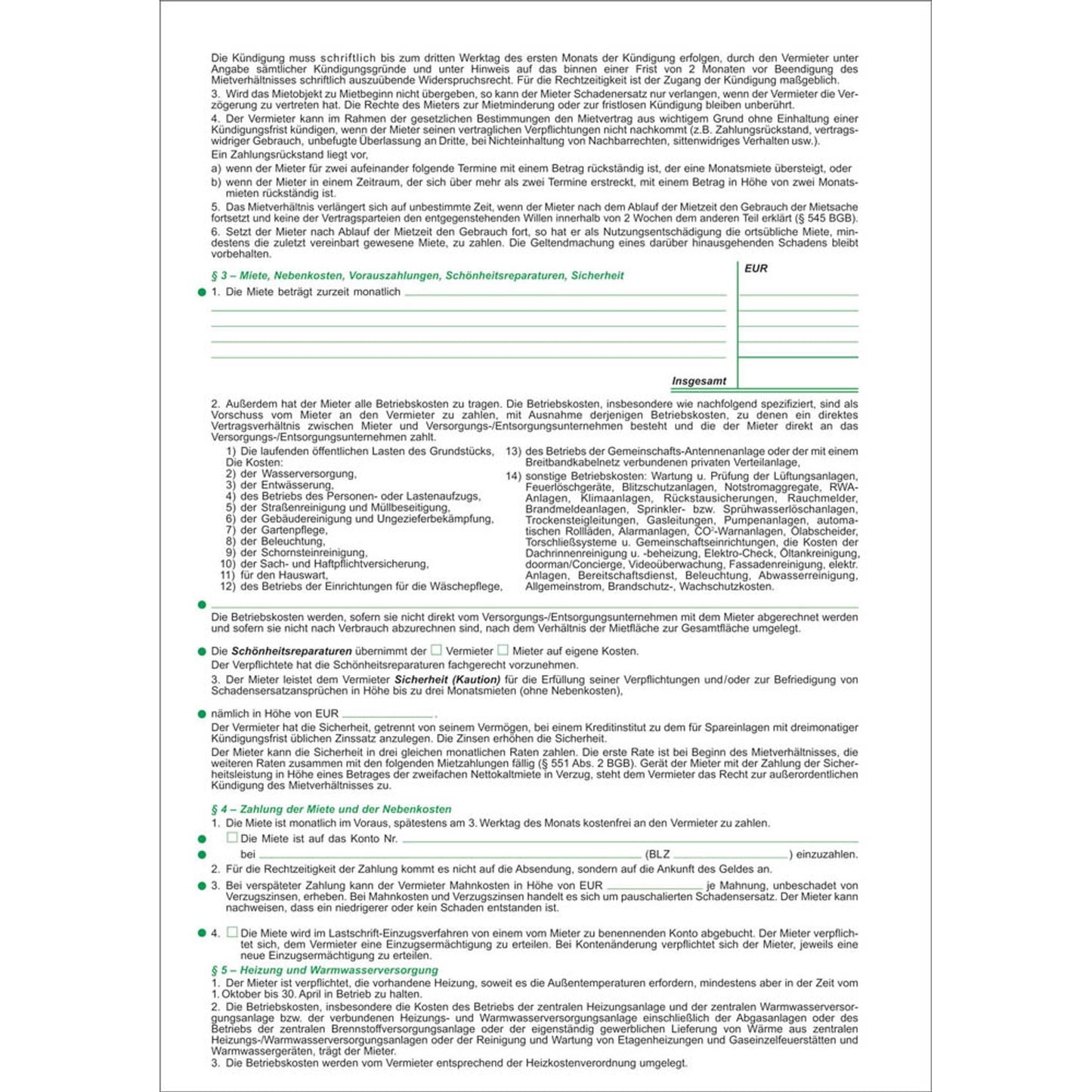 RNK-Verlag Mietverträge für Häuser | 545 | 1 Pack = 50 St.