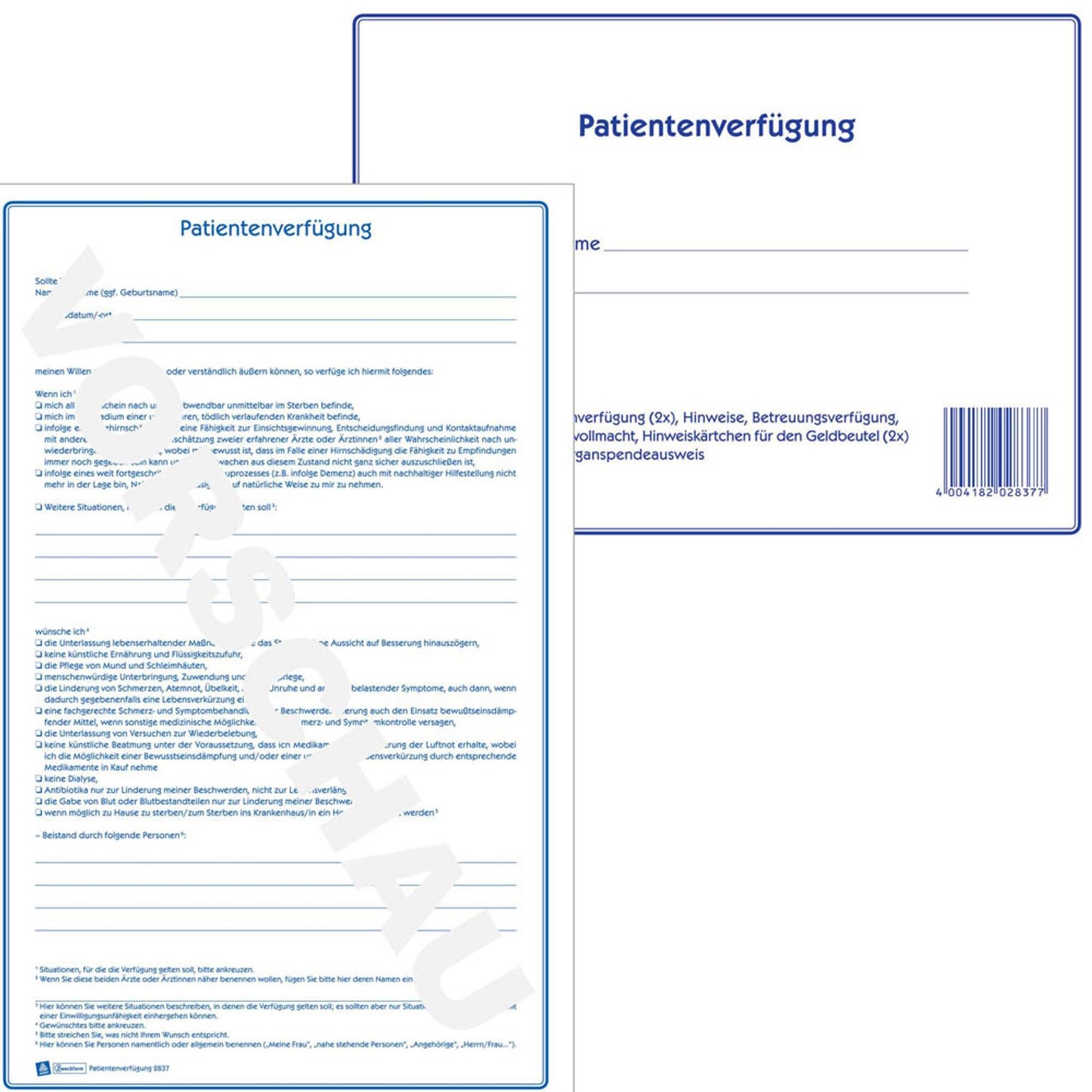 AVERY Zweckform Patientenverfügung Formulare | 2837 | 1 Pack = 10 St.