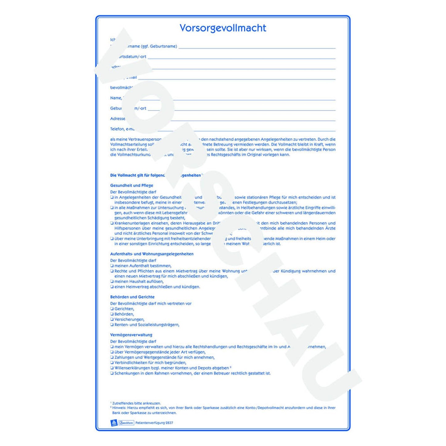 AVERY Zweckform Patientenverfügung Formulare | 2837 | 1 Pack = 10 St.