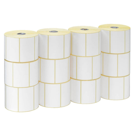 ZEBRA Etikettenrollen für Etikettendrucker weiß, 102,0 x 51,0 mm, 12 x 1370 Etiketten | 800274-205 | 1 Pack = 12 Rollen