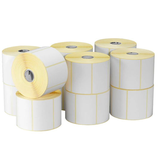 ZEBRA Etikettenrollen für Etikettendrucker weiß, 102,0 x 64,0 mm, 12 x 1100 Etiketten | 800264-255 | 1 Pack = 12 Rollen