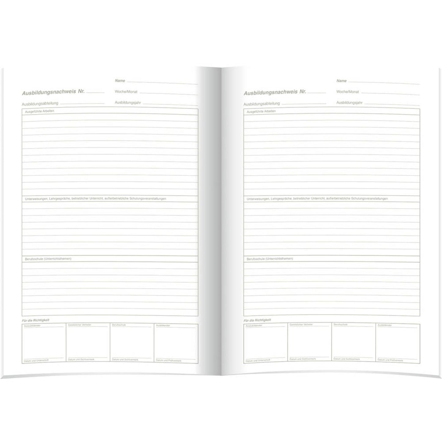 RNK-Verlag Ausbildungsnachweis, wöchentliche/monatliche Eintragungen Formularbuch | 5083