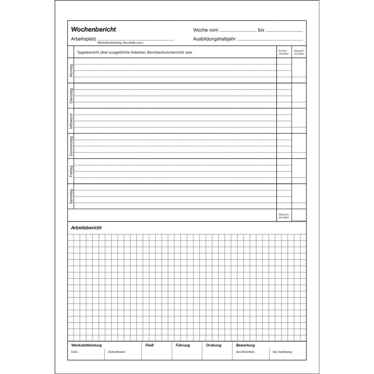 RNK-Verlag Ausbildungsnachweis, wöchentliche/monatliche Eintragungen Formularbuch | 5051