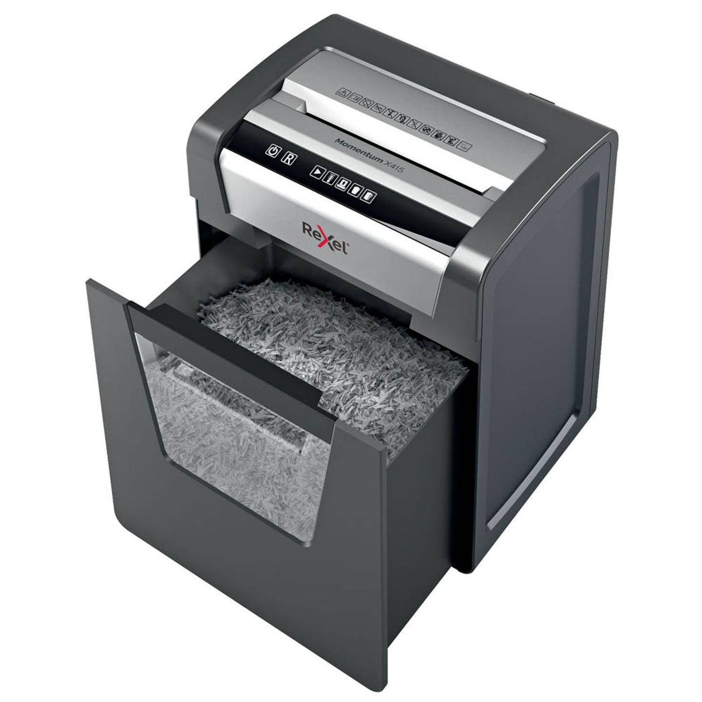Rexel Momentum X415 Aktenvernichter mit Partikelschnitt P-4, 4 x 40 mm, bis , schwarz | 2104576EU