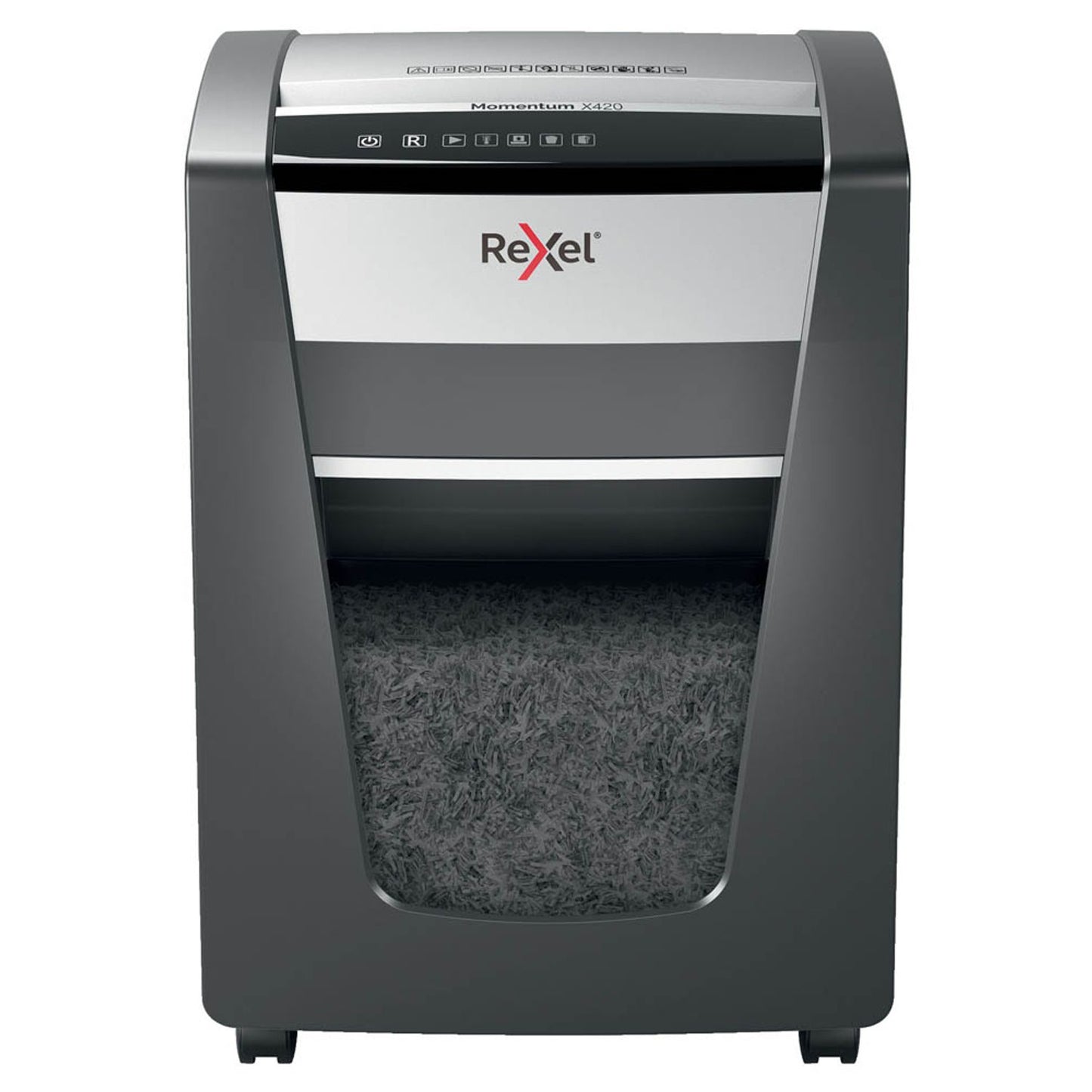 Rexel Momentum X420 Aktenvernichter mit Partikelschnitt P-4, 4 x 40 mm, bis , schwarz | 2104578EU