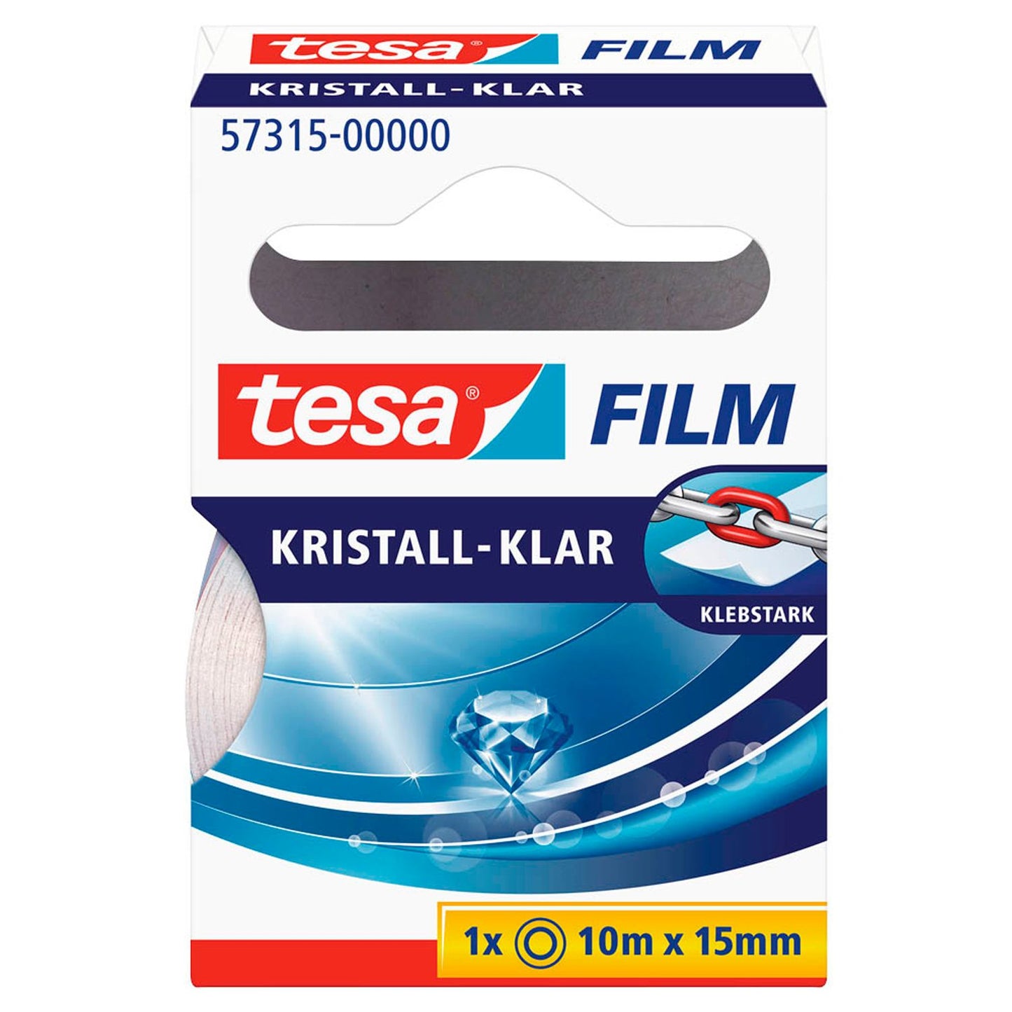 tesa AKTION: Klebefilmabroller Mini-Abroller rot/blau + GRATIS film Kristall-Klar, 10,0 m x 15,0 mm (LxB) | 57940-00000-02