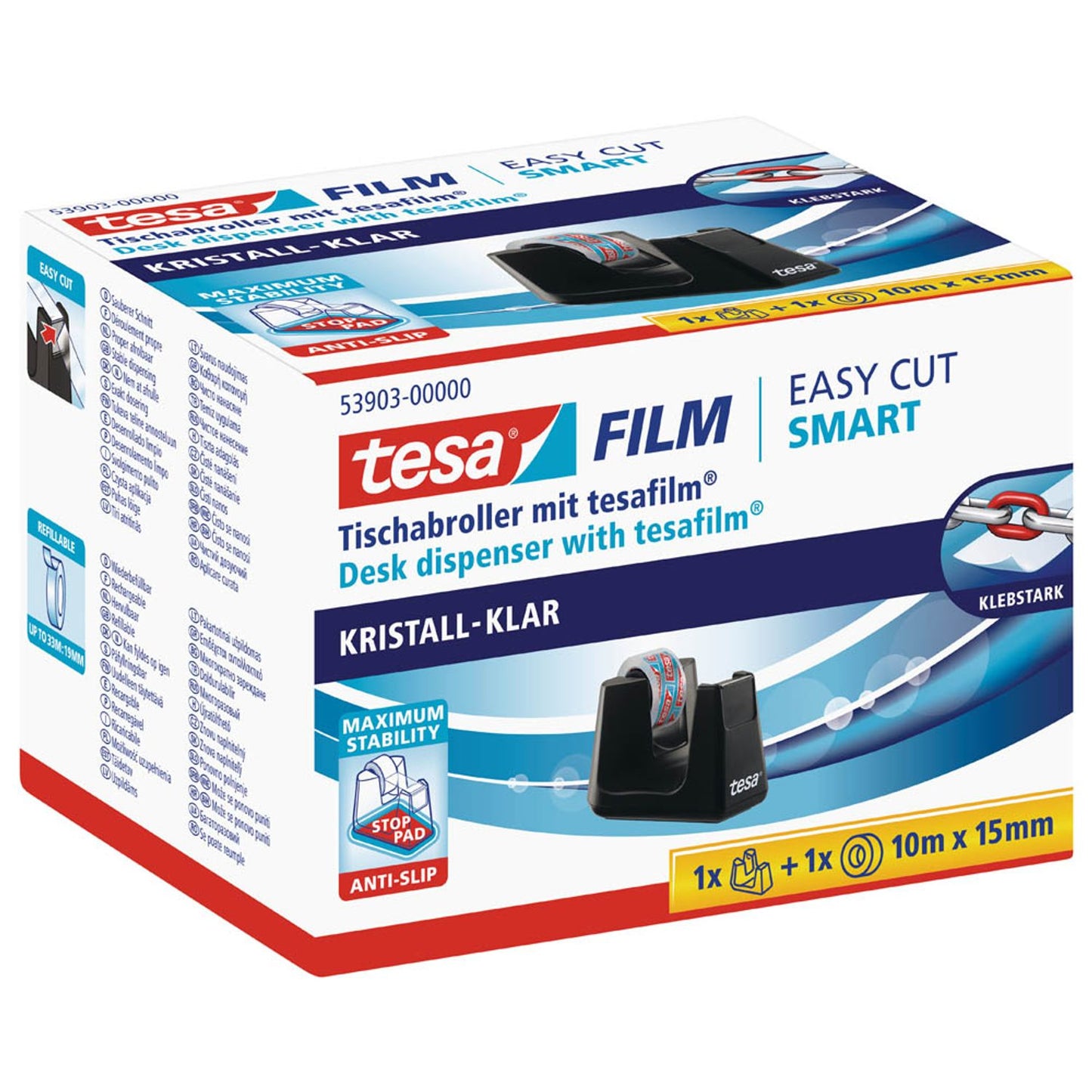 tesa Tischabroller Easy Cut® Smart schwarz | 53903-00000-01