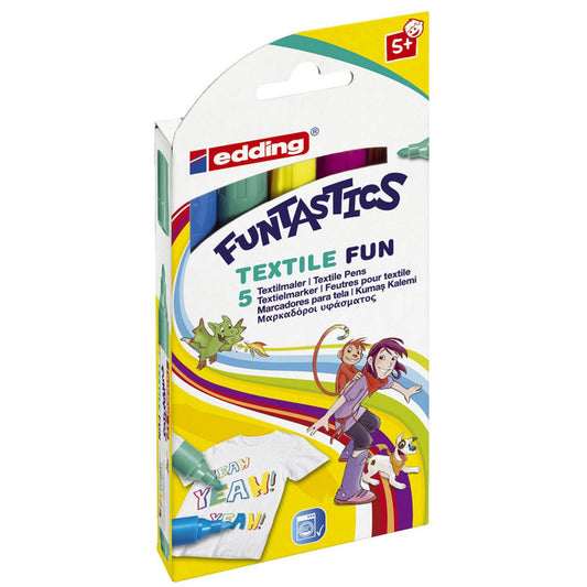 edding Funtastics Textilmarker farbsortiert 2,0 - 5,0 mm | 4-17-5 | 1 Pack = 5 St.
