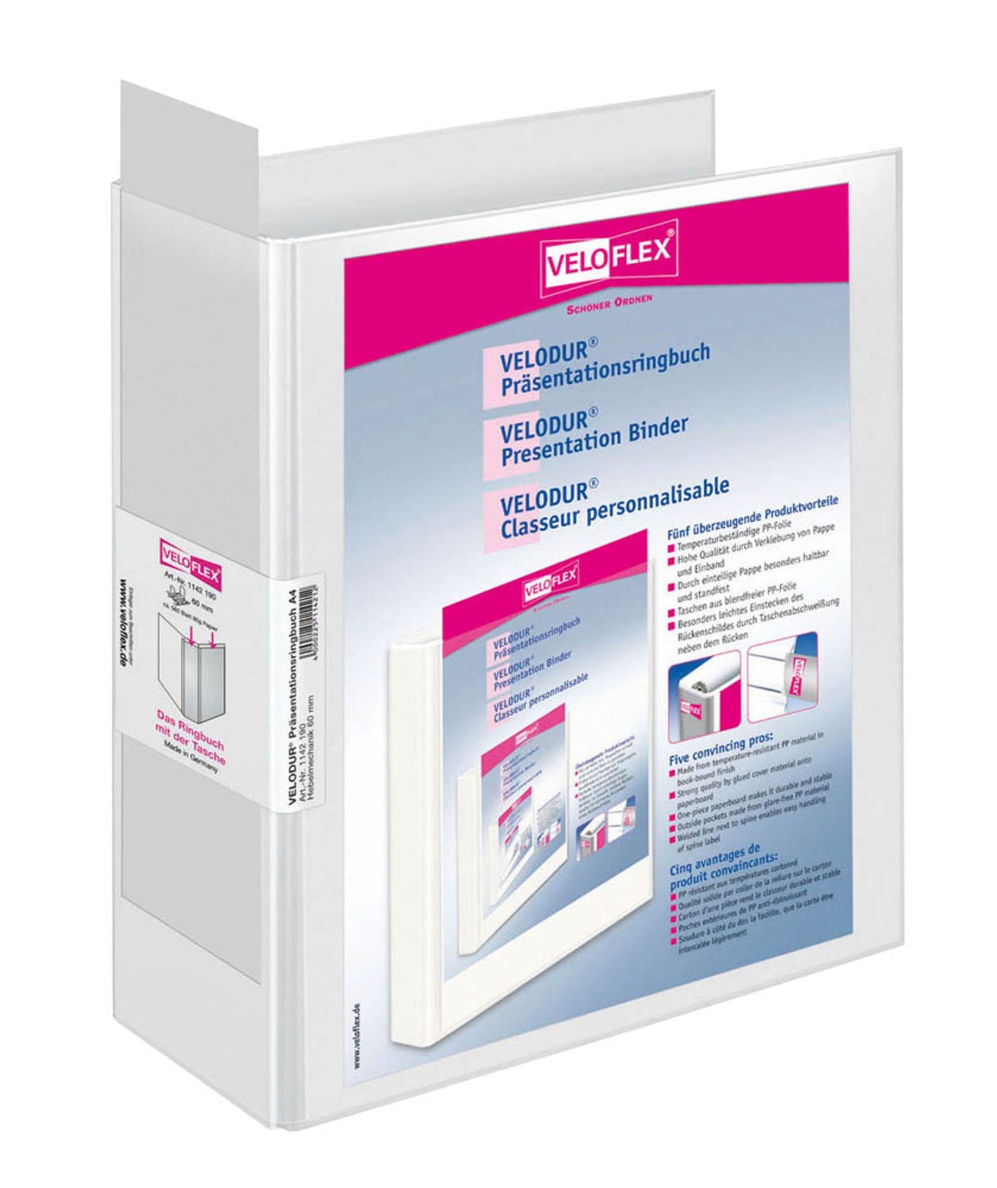 VELOFLEX VELODUR® Präsentationsordner weiß Kunststoff DIN A4,
