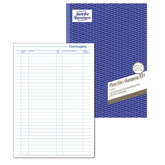 AVERY Zweckform Post-Eingang-/Ausgangsbuch Formularbuch | 931