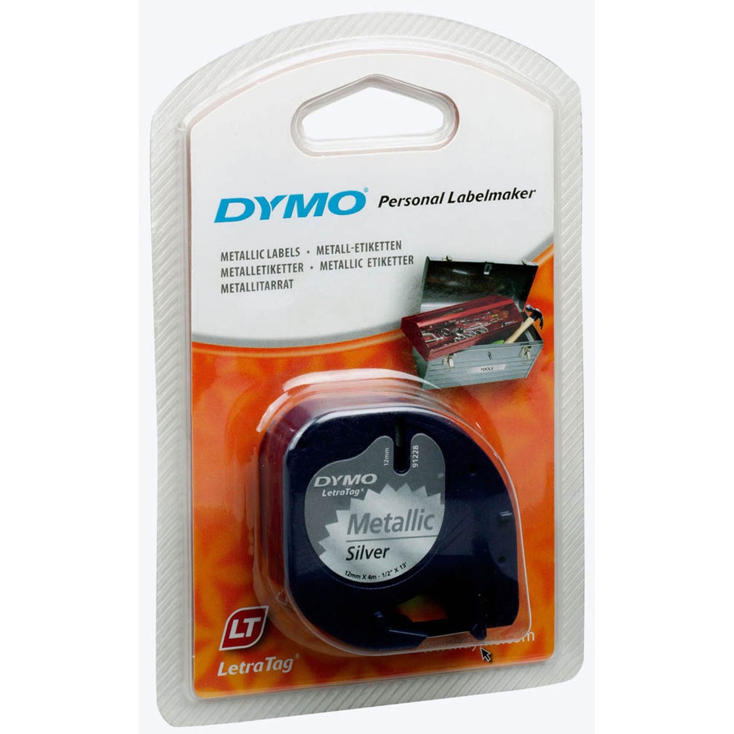 DYMO Schriftband LetraTag 91228 , 12 mm schwarz auf silber | S0721730