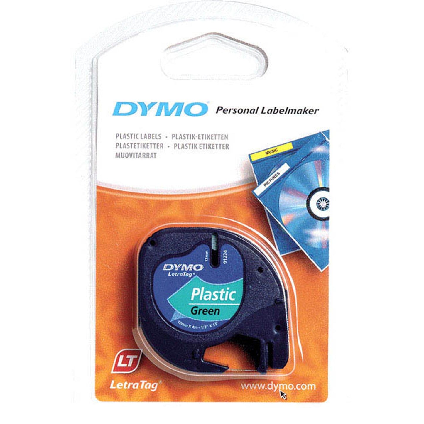 DYMO Schriftband LetraTag 91224 , 12 mm schwarz auf grün | S0721640