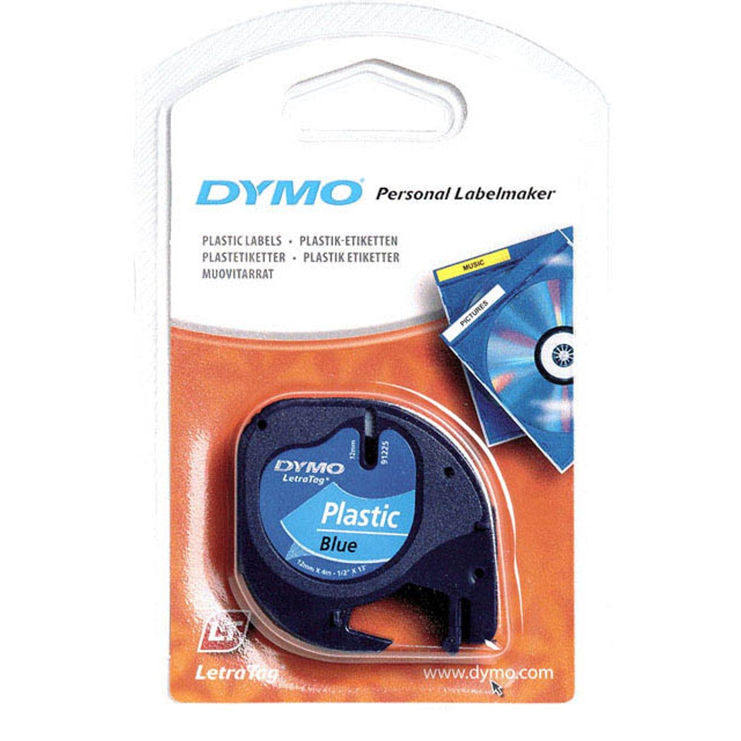 DYMO Schriftband LetraTag 91225 , 12 mm schwarz auf blau | S0721650