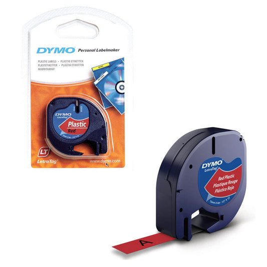 DYMO Schriftband LetraTag 91223 , 12 mm schwarz auf rot | S0721630