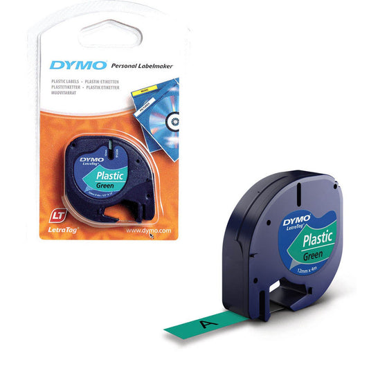 DYMO Schriftband LetraTag 91224 , 12 mm schwarz auf grün | S0721640