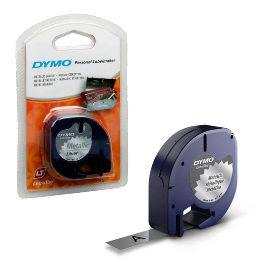 DYMO Schriftband LetraTag 91228 , 12 mm schwarz auf silber | S0721730