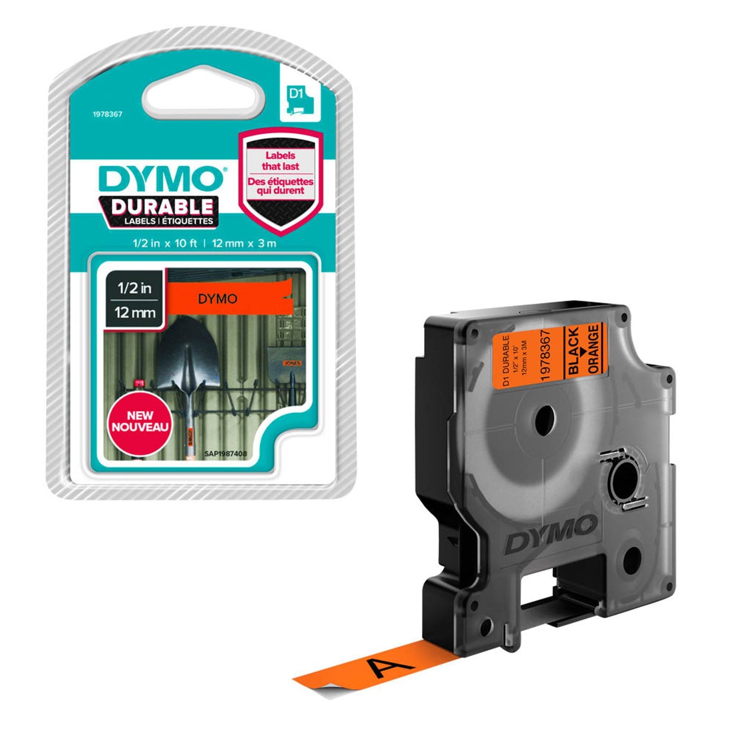DYMO Schriftband D1 , 12 mm schwarz auf orange | 1978367
