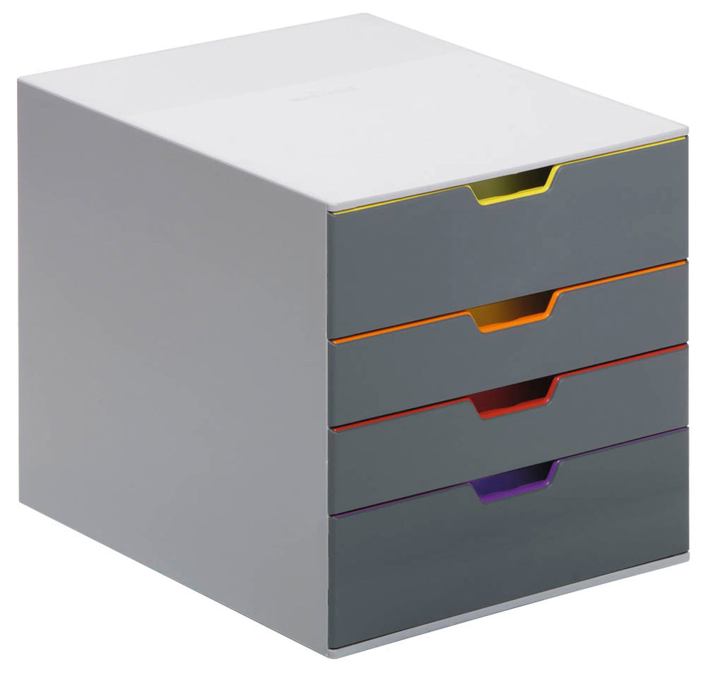 DURABLE Schubladenbox VARICOLOR®  dunkelgrau mit bunten Farblinien, DIN C4,