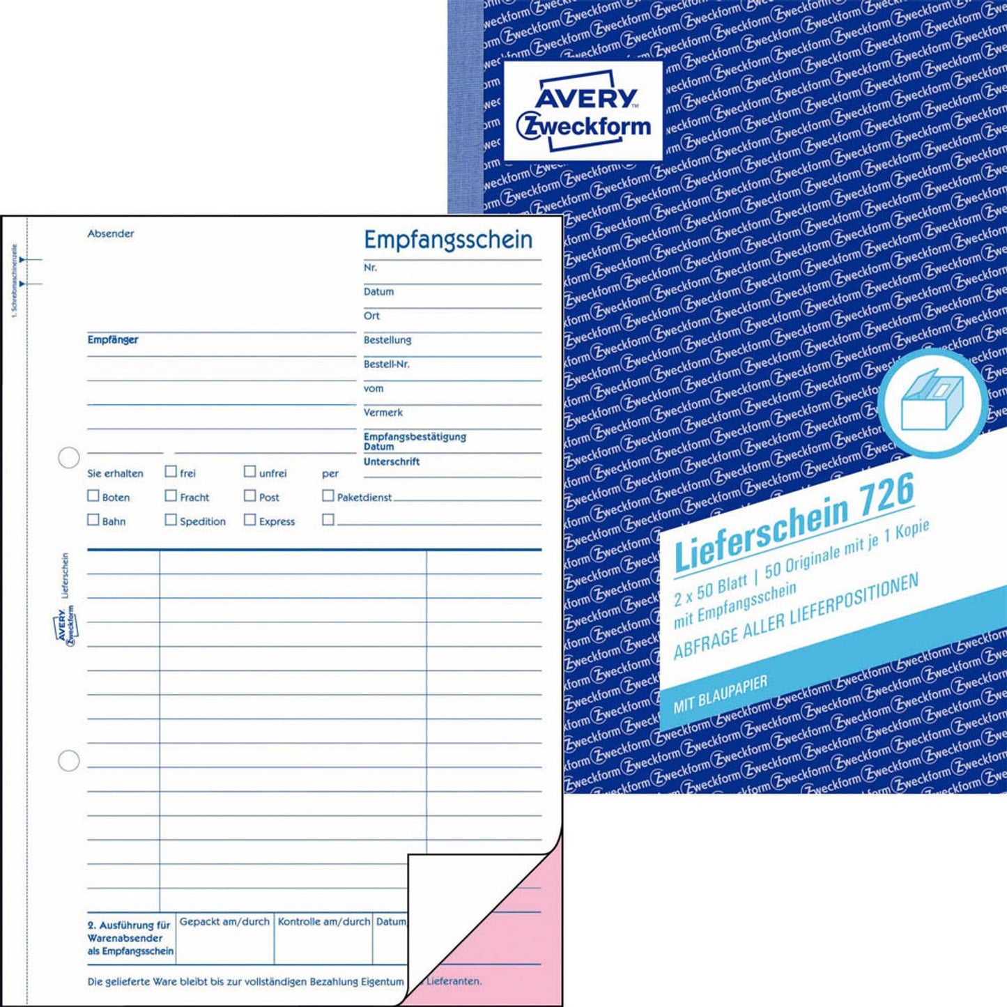 AVERY Zweckform Lieferschein mit Empfangsschein Formularbuch | 726