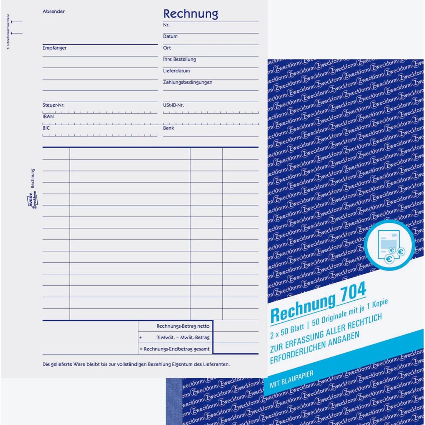AVERY Zweckform Rechnung Formularbuch | 704