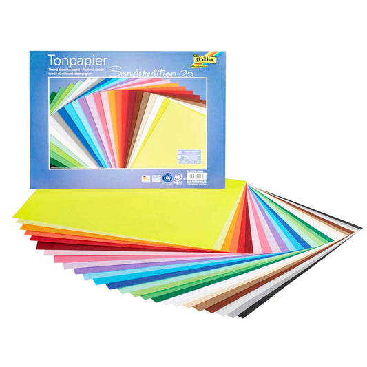 folia Tonpapier Sonderedition 25 farbsortiert 130 g/qm | 6725/25 99 | 1 Pack = 25 Blatt
