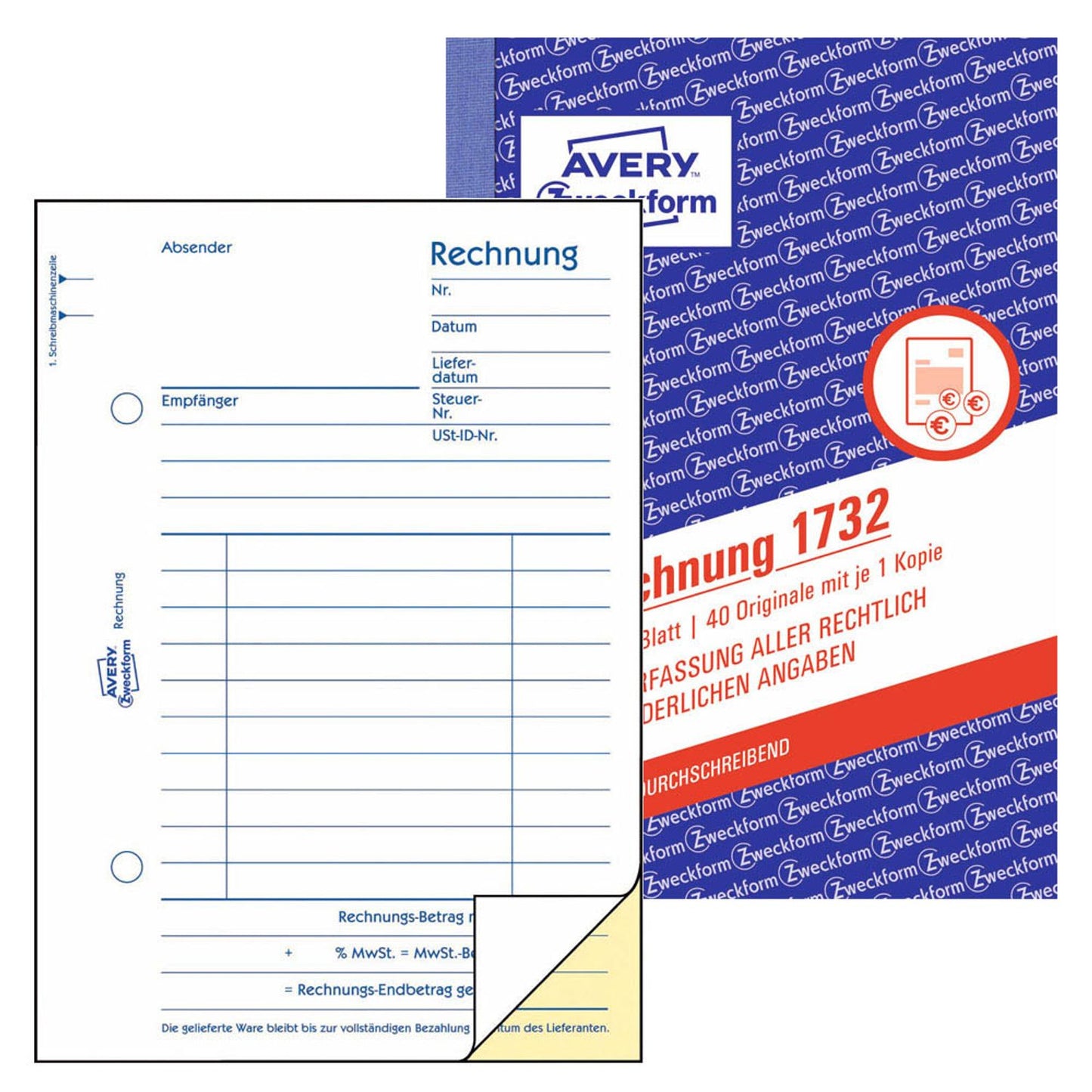 AVERY Zweckform Rechnung Formularbuch | 1732