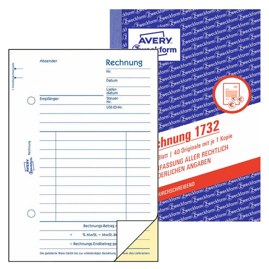 AVERY Zweckform Rechnung Formularbuch | 1732