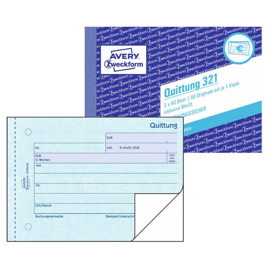 AVERY Zweckform Quittung, inkl. MwSt. Formularbuch | 321
