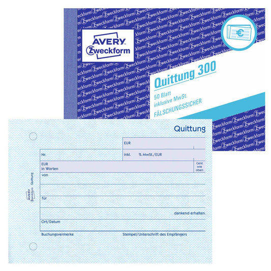 AVERY Zweckform Quittung, inkl. MwSt. Formularbuch | 300