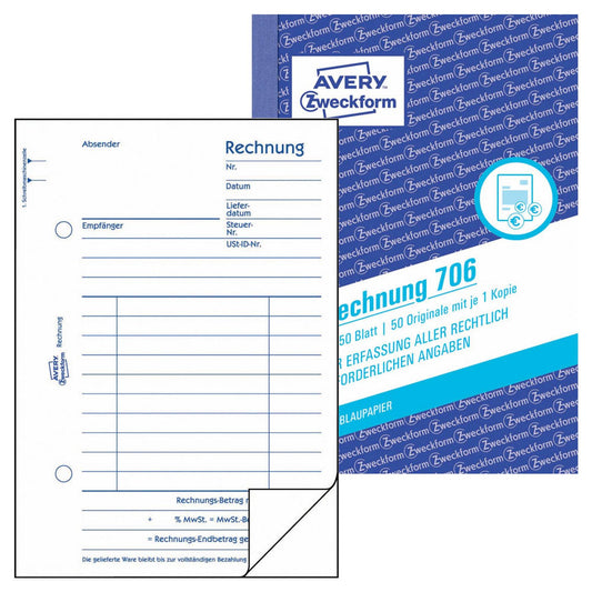 AVERY Zweckform Rechnung Formularbuch | 706