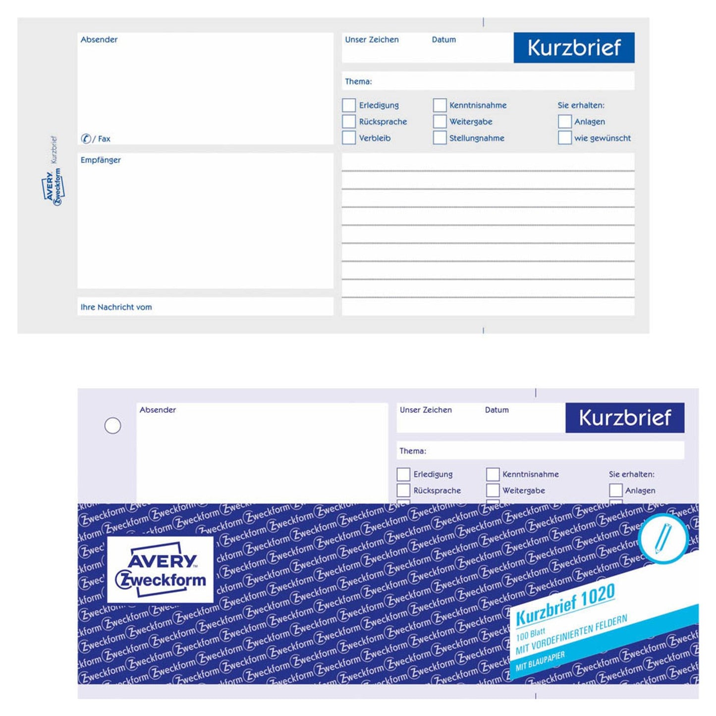 AVERY Zweckform Kurzbrief Formularbuch | 1020
