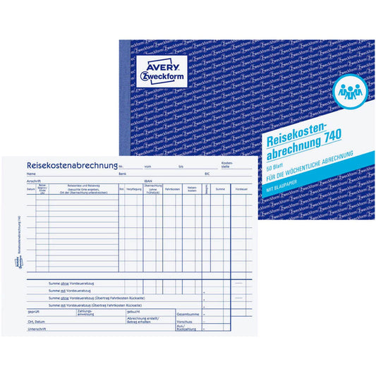 AVERY Zweckform Reisekostenabrechnung wöchentlich Formularbuch | 740