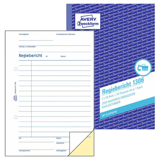 AVERY Zweckform Regiebericht Formularbuch | 1306