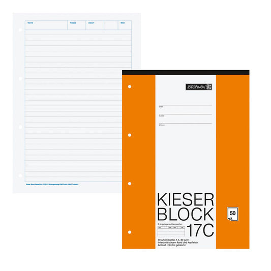 BRUNNEN Arbeitsblock Kieserblock gelocht DIN A4 liniert Lineatur 17C | 1042927