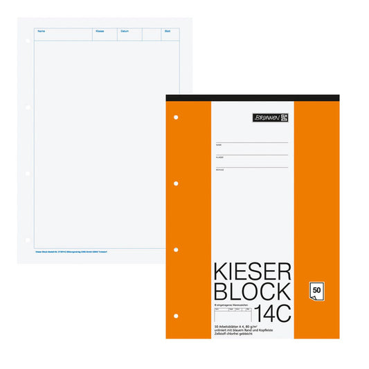 BRUNNEN Arbeitsblock Kieserblock gelocht DIN A4 blanko Lineatur 14C | 1042924