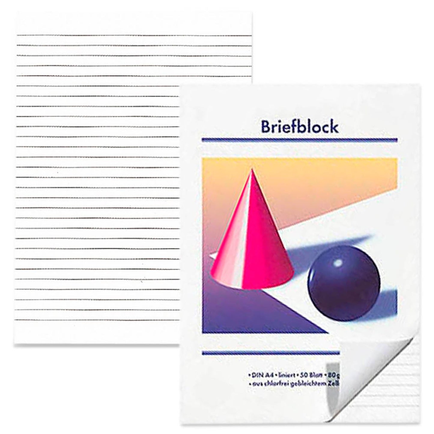 neutral Briefblöcke Kugel und Kegel DIN A4 liniert | 25975 | 1 Pack = 10 Blöcke